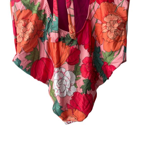 Trina Turk Sunny Bloom Floral Underwire One Piece Tie Back Swimsuit Size 14 - Picture 14 of 14